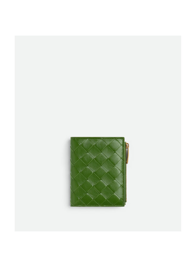 Small Bi-Fold Wallet in Avocado/Gold