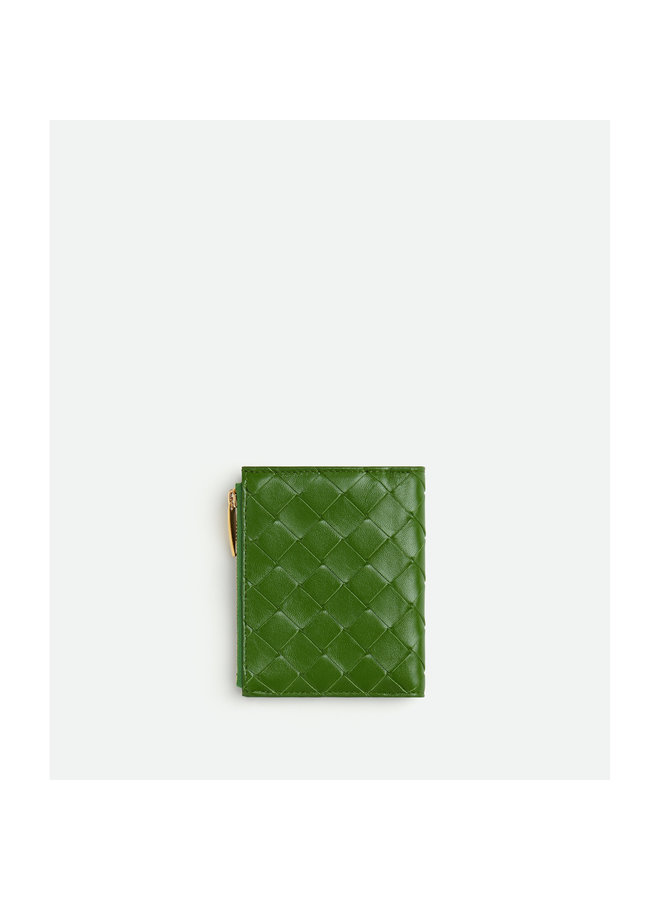 Small Bi-Fold Wallet in Avocado/Gold