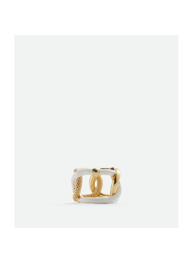 Chain Bi-Color Ring in White/Gold