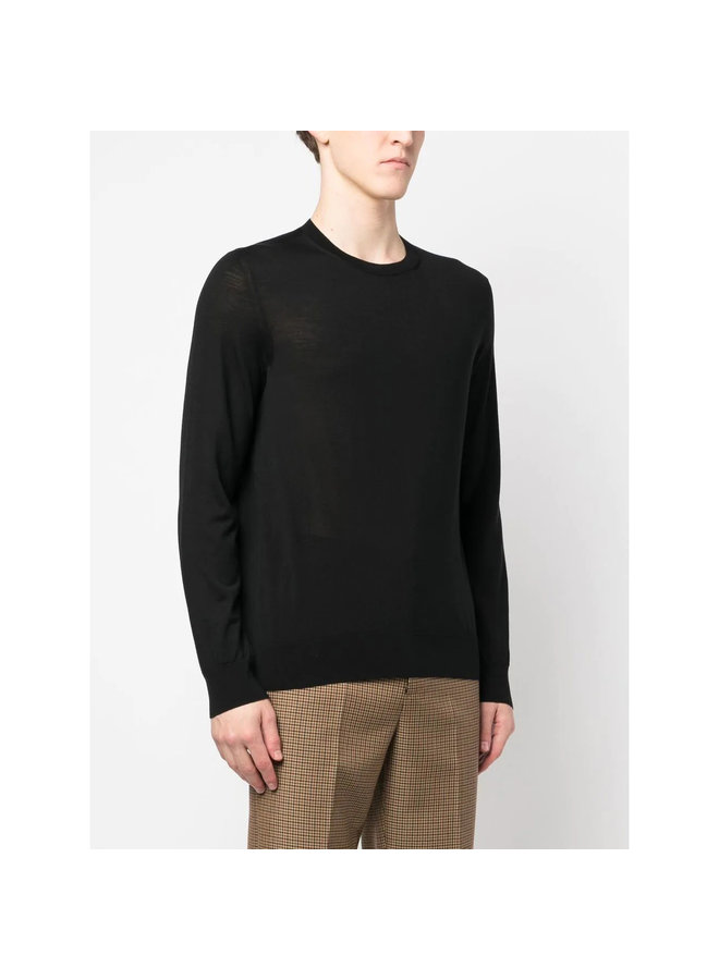 Long Sleeve Fine Knit Jumper in Black