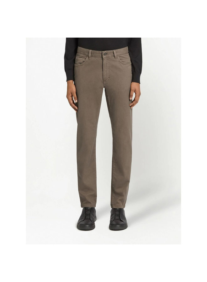 City Five Pocket Slim Jeans in Taupe