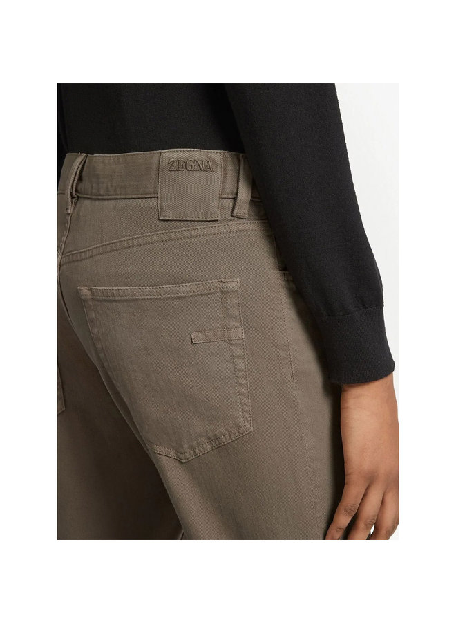 City Five Pocket Slim Jeans in Taupe