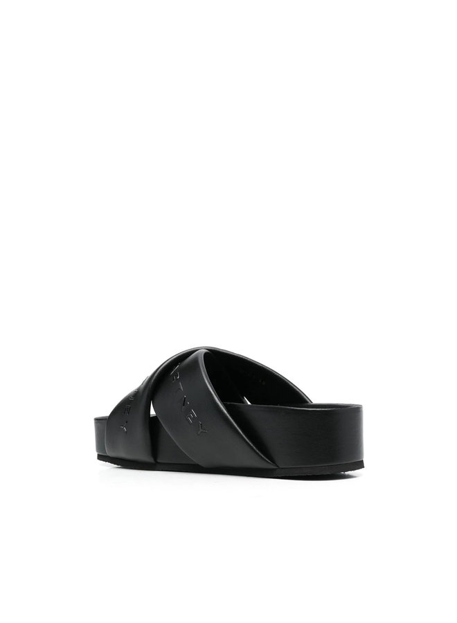 Logo-Strap Flatform Sandals in Black