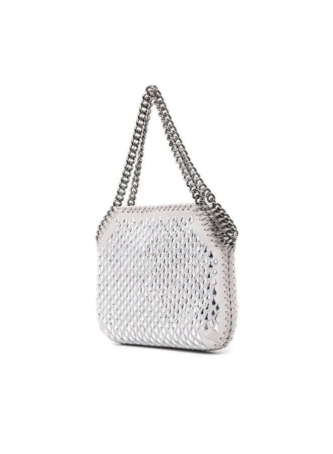 Tiny Falabella Crystal Embellished Crossbody Bag in Silver/Silver