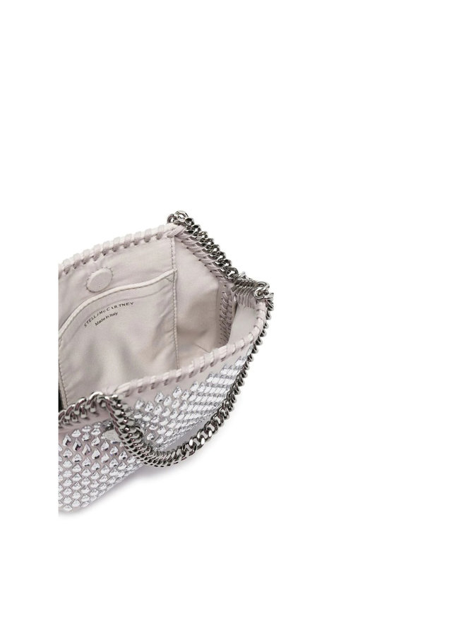 Tiny Falabella Crystal Embellished Crossbody Bag in Silver/Silver