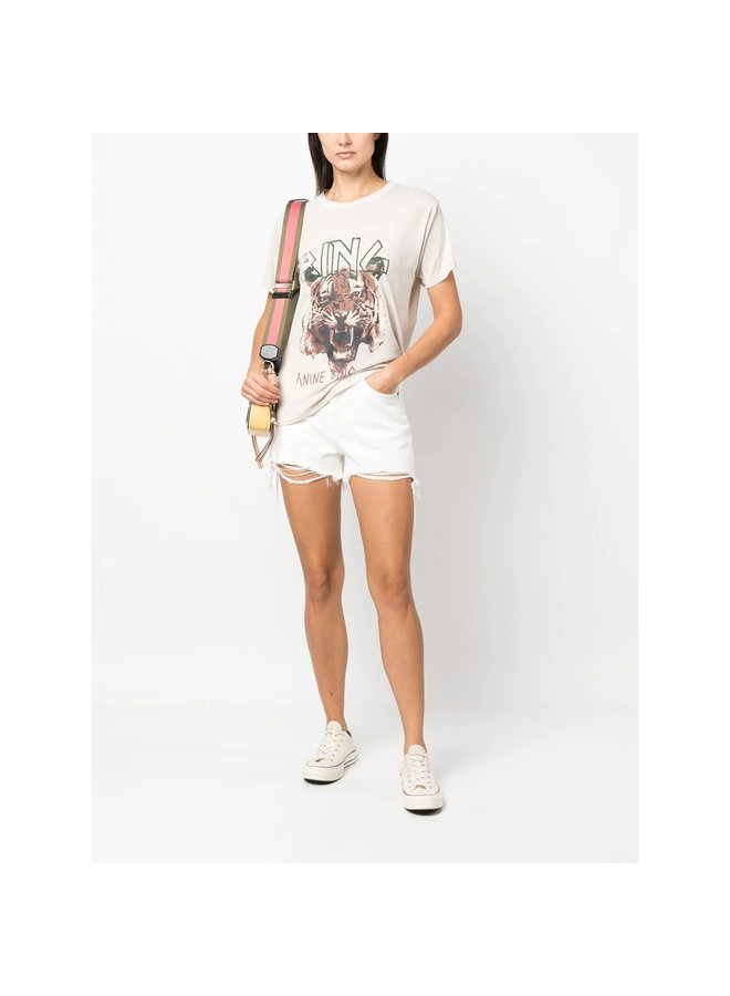 High Rise Denim Shorts in Off White