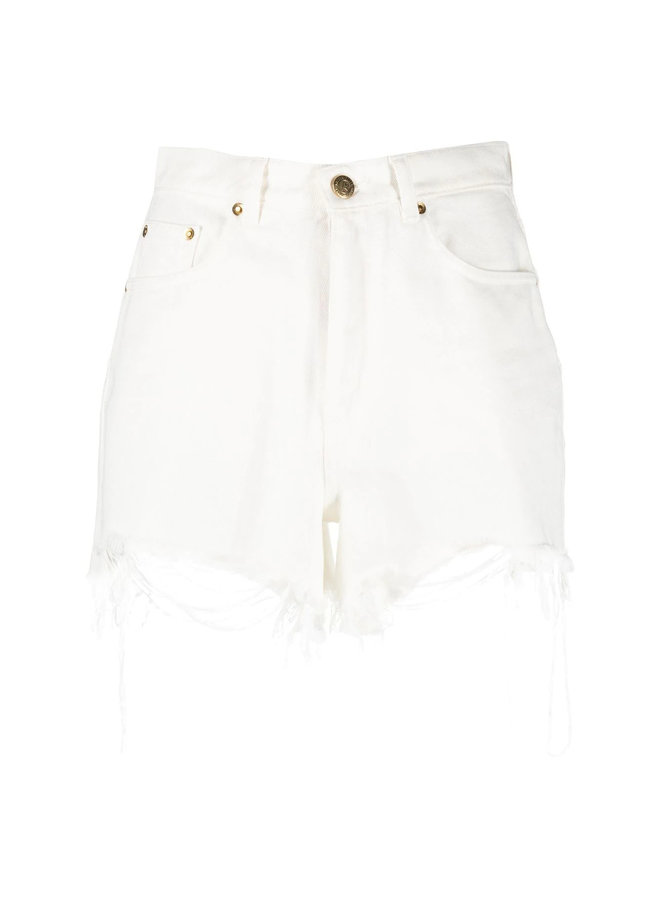 High Rise Denim Shorts in Off White