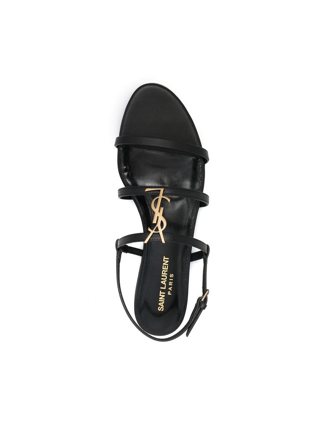 Cassandra Monogram Flat Sandals in Black