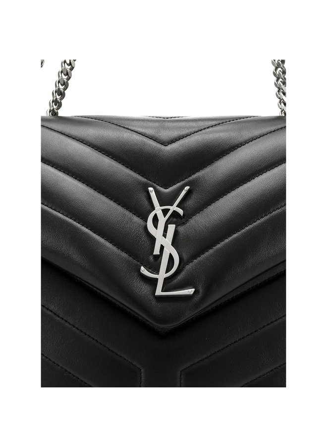 Loulou Medium Shoulder Bag in Black/Silver