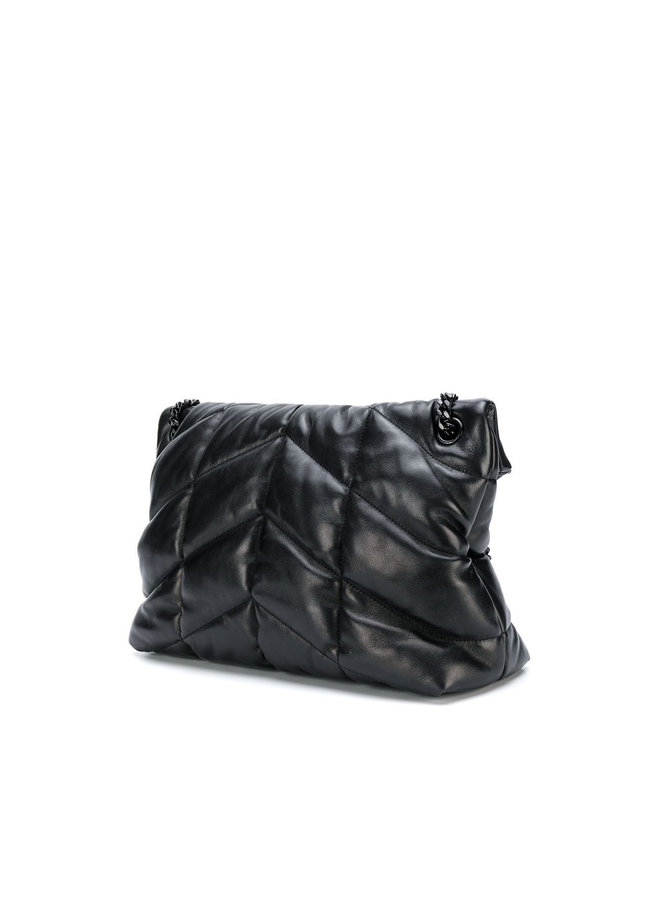 Loulou Puffer Medium Shoulder Bag in Black/Black