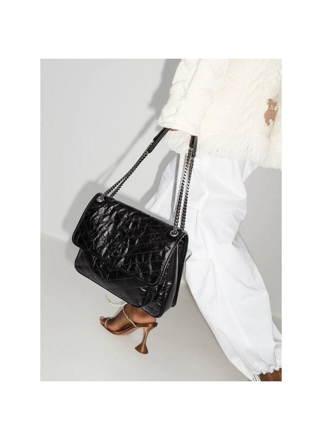 Niki Large Shoulder Bag in Black