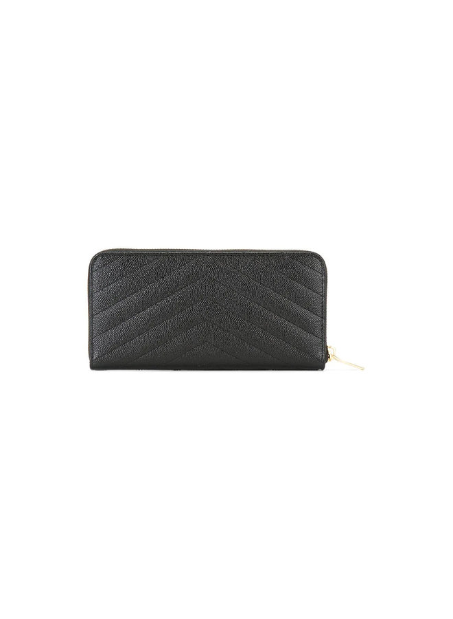 Monogram Large Zip Around Wallet in Black/Gold