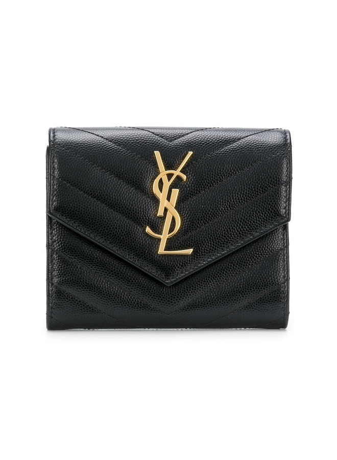 Monogram Small Flap Wallet in Black/Gold