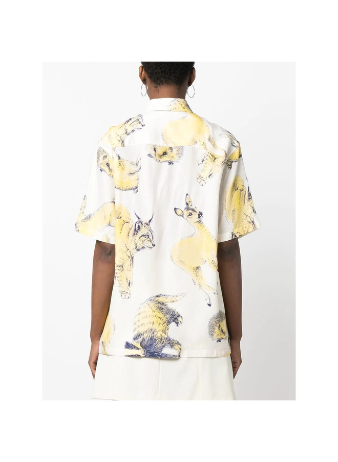 All Over Graphic-Printed Shirt in Yellow/White