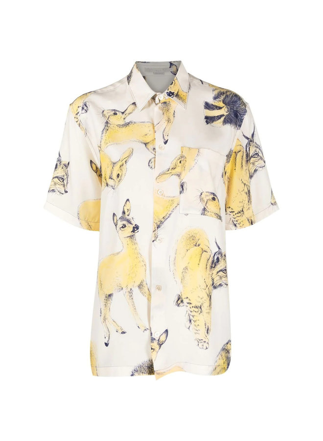 All Over Graphic-Printed Shirt in Yellow/White