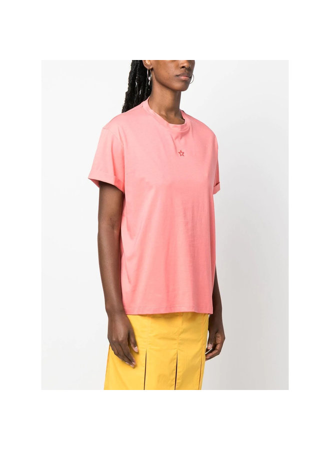 Star Embroidered T-Shirt in Martini Pink