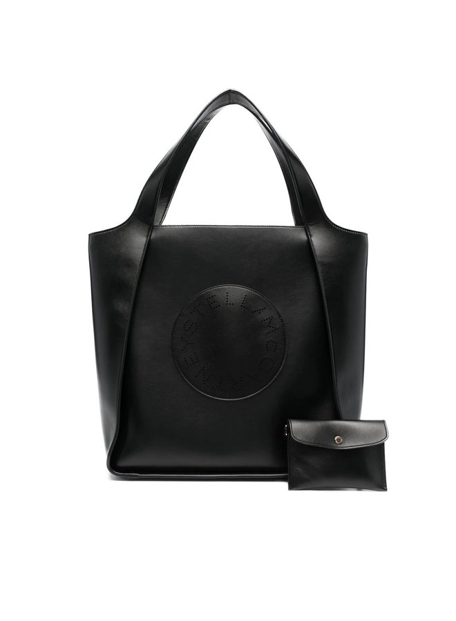 Perforated-Logo Tote Bag in Black