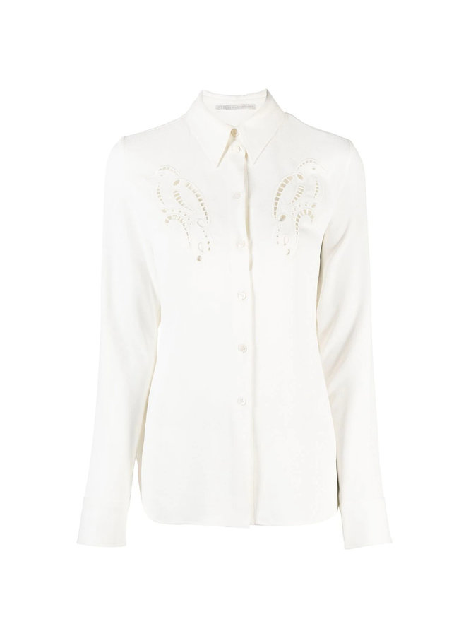 Long Sleeve Embroidered Shirt in Cream