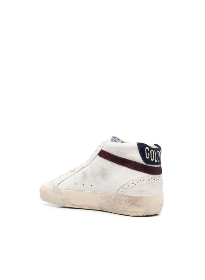 Mid Star High Top Sneakers in Off White/Wine