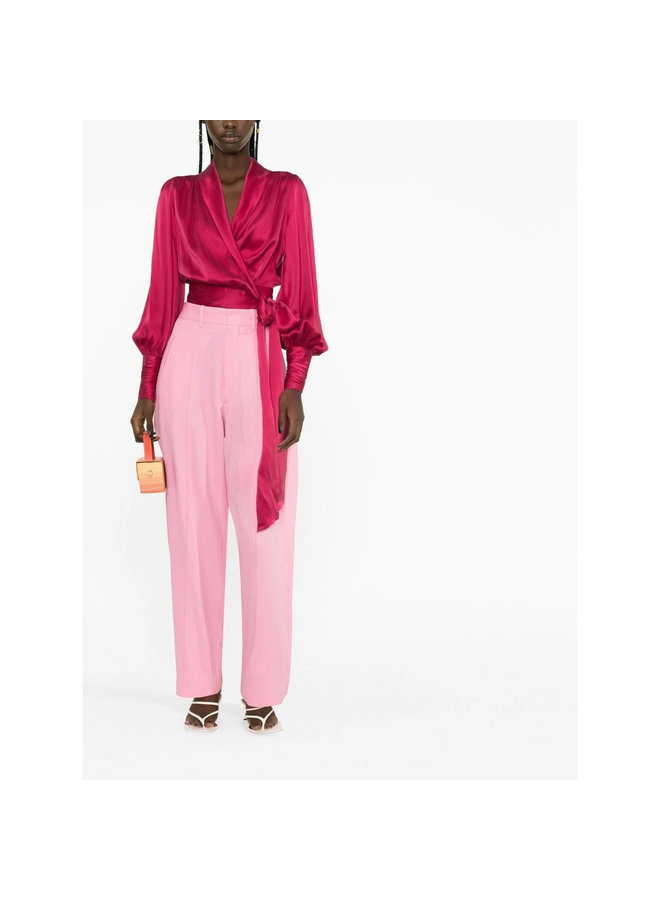 High Waisted Tapered-Leg Pants in Pink