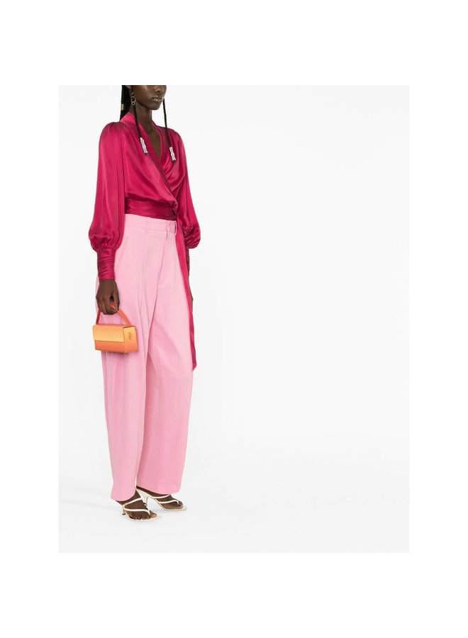 High Waisted Tapered-Leg Pants in Pink