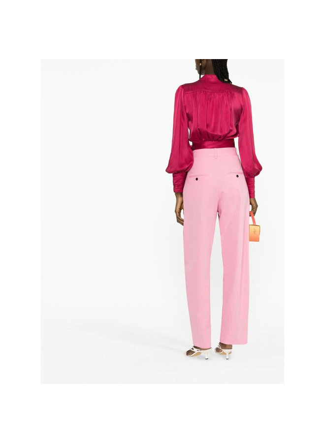 High Waisted Tapered-Leg Pants in Pink