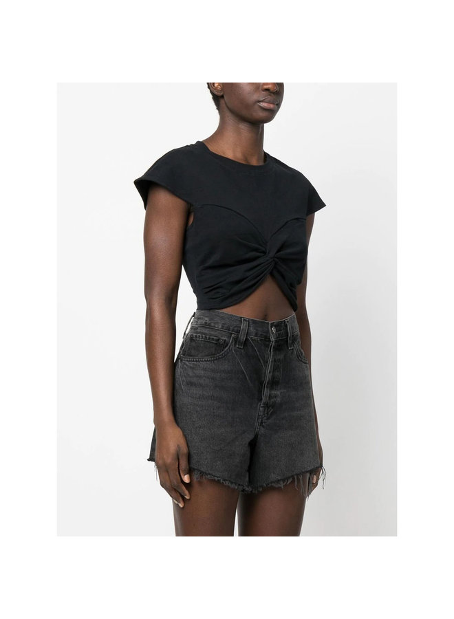 Short Sleeve Cropped T-shirt in Black
