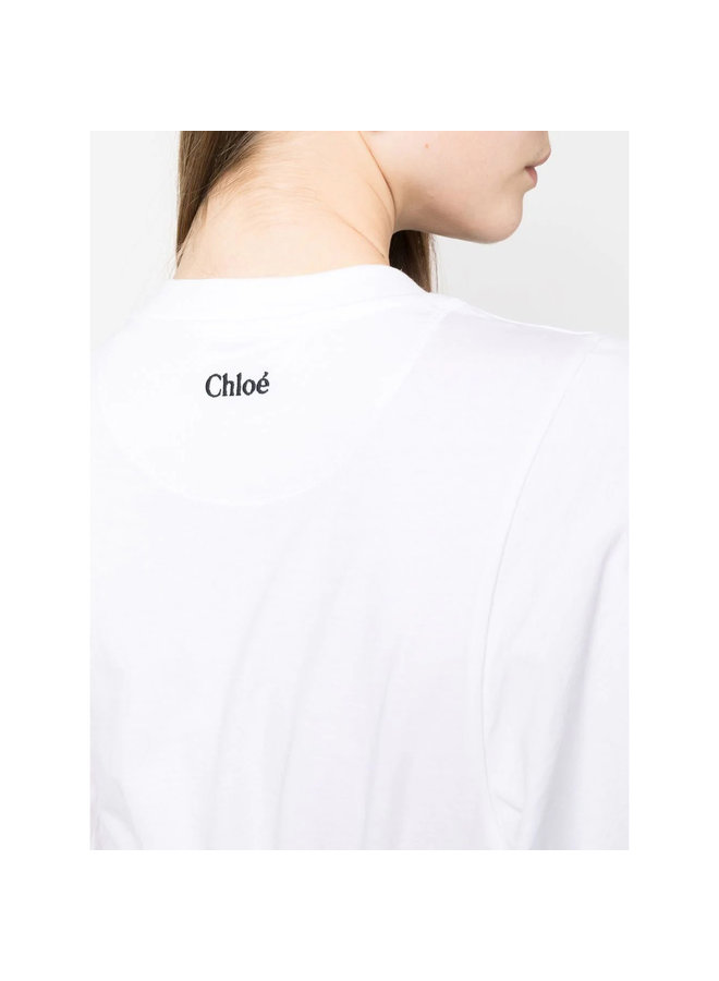 Embroidered-Logo Round-Neck T-Shirt in White