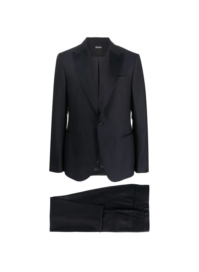 Single Breasted Tailored Suit in Navy Blue
