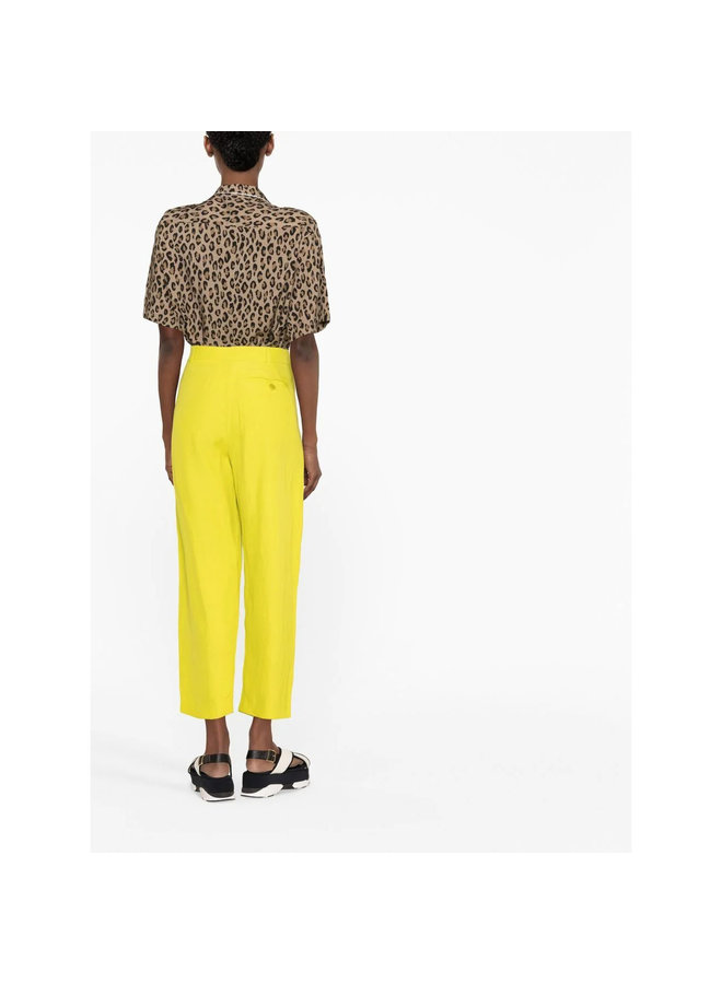 Straight-Leg Cropped Trousers in Lime