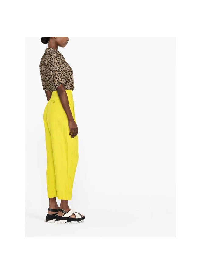 Straight-Leg Cropped Trousers in Lime