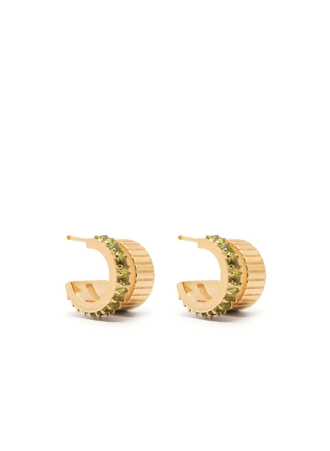 Mini Slot Hoops Earrings in Gold/Peridot