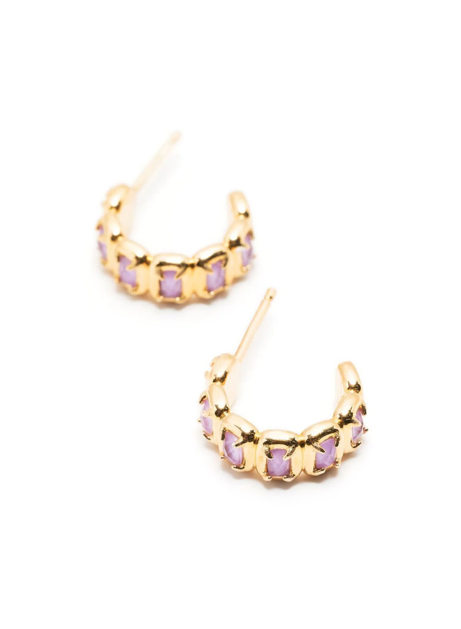 Mini Toy Hoop Earrings in Gold/Lavender