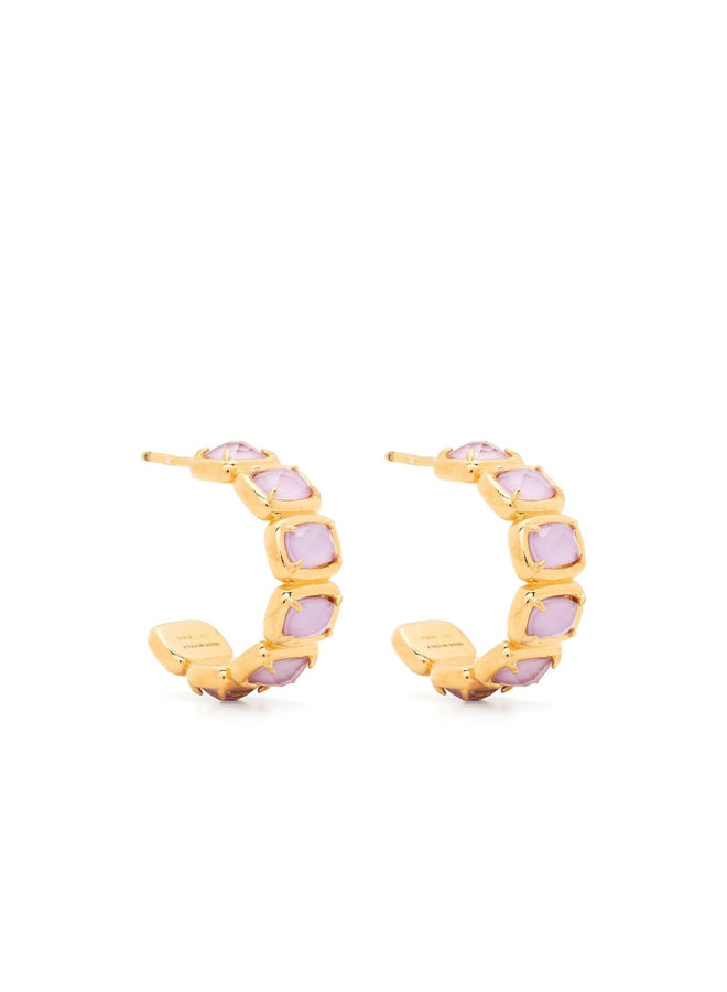 Small Toy Hoop Earrings in Gold/Lavender