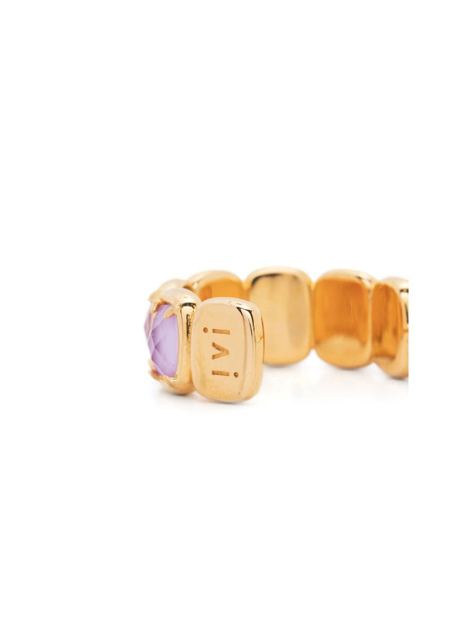 Small Toy Hoop Earrings in Gold/Lavender