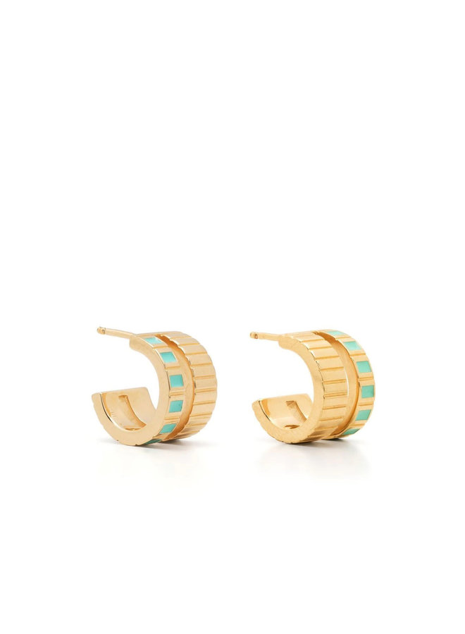 Mini Slot Hoops Earrings in Gold/Jungle