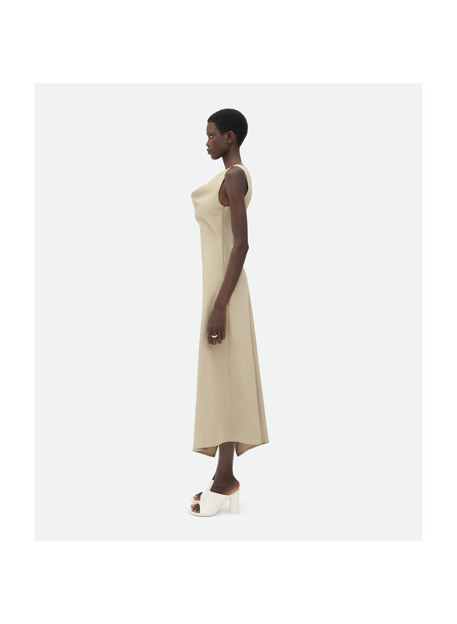 Asymmetric Midi Dress in Beige