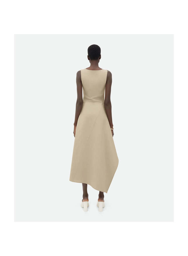 Asymmetric Midi Dress in Beige