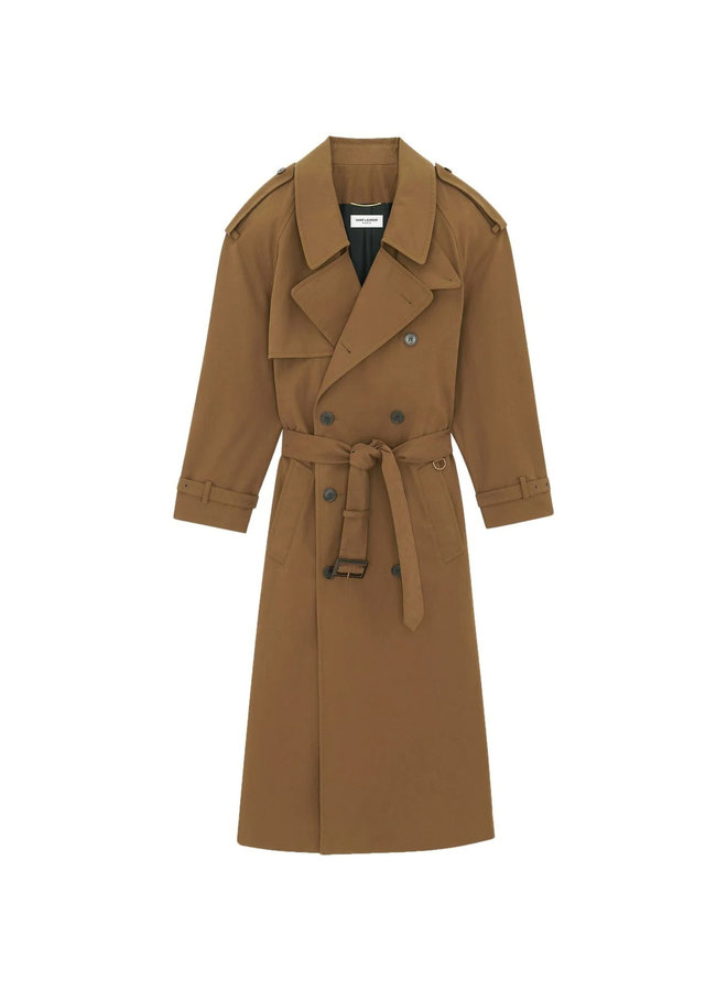 Trench Coat with Belt in Brown Khaki