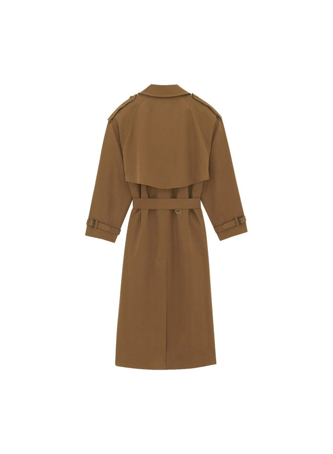 Trench Coat with Belt in Brown Khaki