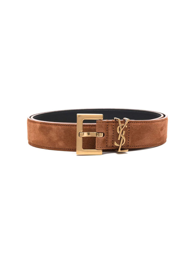 Monogram Buckle Belt in Brick/Gold