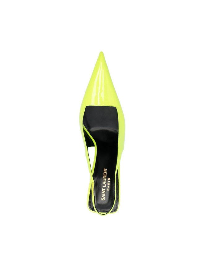 Kiss Slingback High Heel Pumps in Neon Yellow