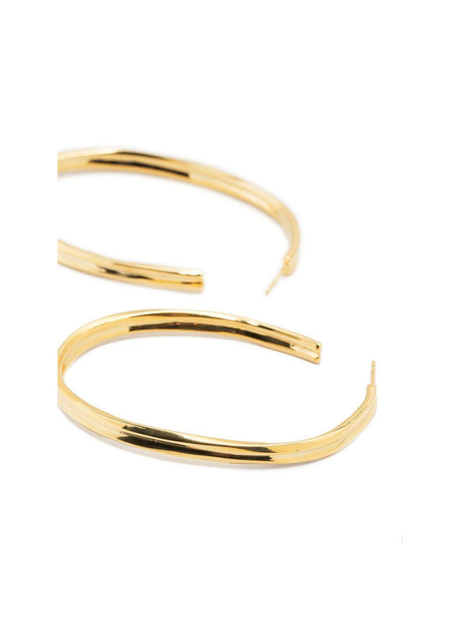 Ridge-Detail Hoop Earrings in Gold