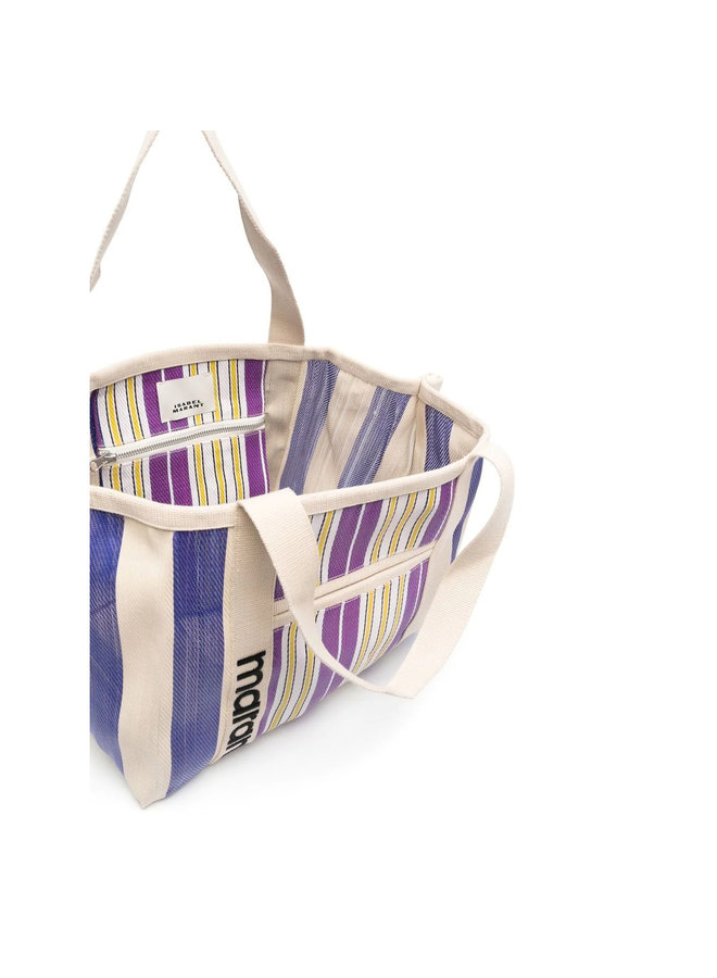 Darwen Stripe Pattern Tote Bag in Multicolor Purple