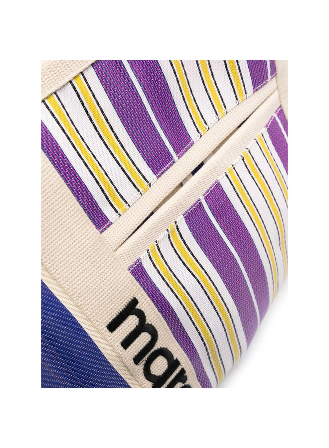 Darwen Stripe Pattern Tote Bag in Multicolor Purple