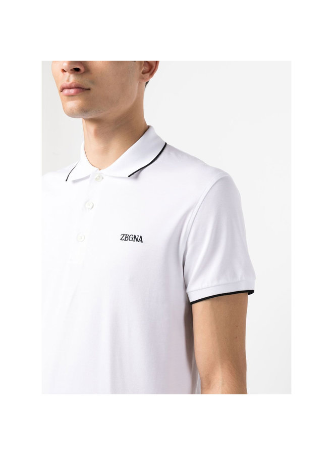 Logo Embroidered Polo T-Shirt in White