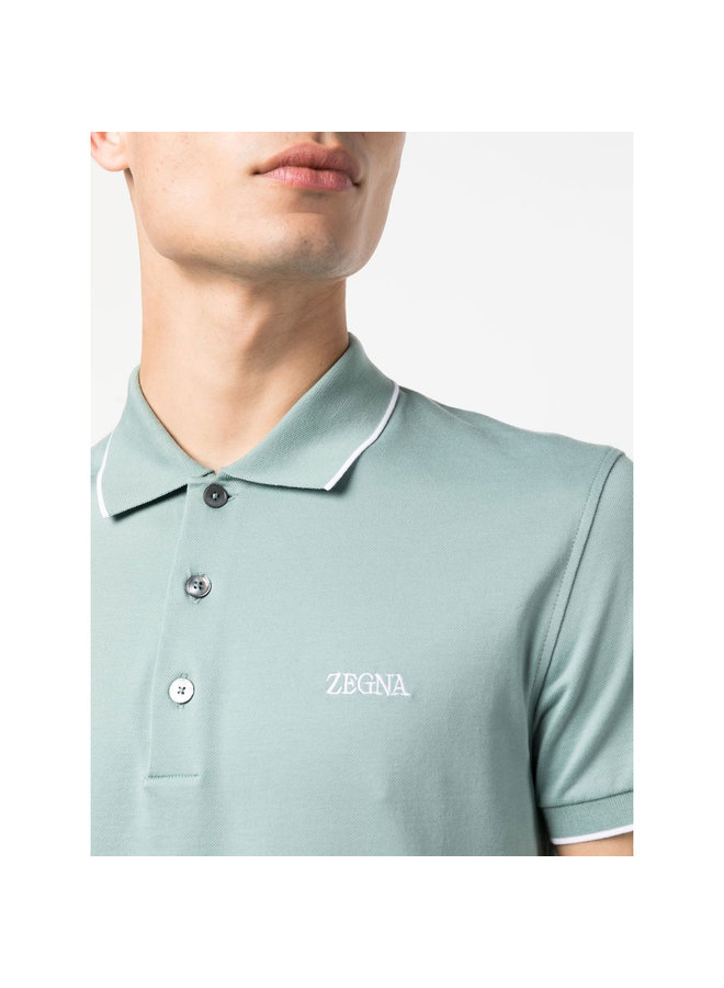 Logo Embroidered Polo T-Shirt in Aquamarine