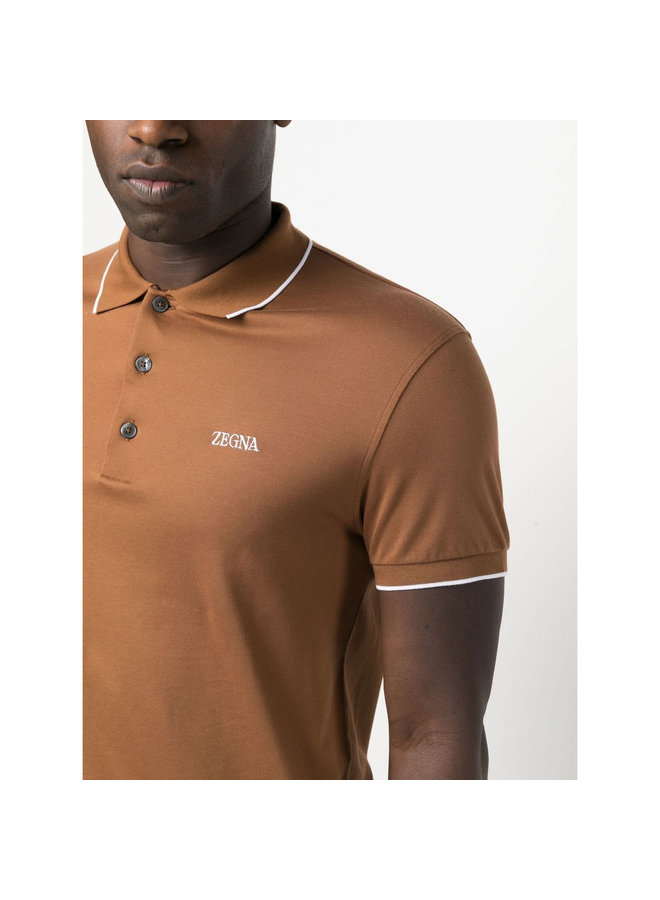 Logo Embroidered Polo T-Shirt in Vicuna