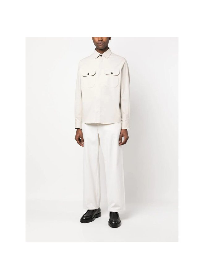 Long Sleeve Overshirt in Off White