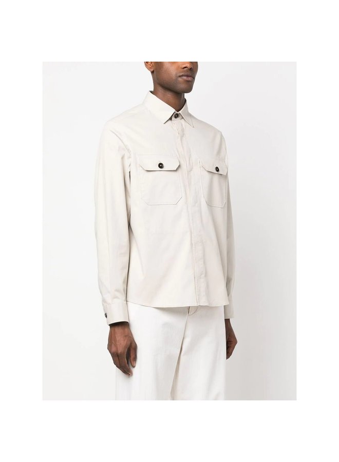 Long Sleeve Overshirt in Off White